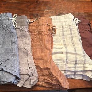 Lot of 5 Athleta Cabo 4” linen shorts